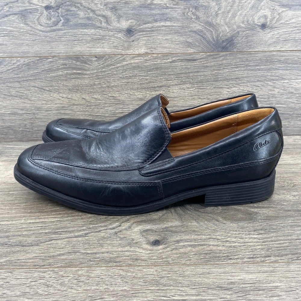 Clarks Collection Loafers Mens 11 Black Leather Slip On Cushion Soft 261103128